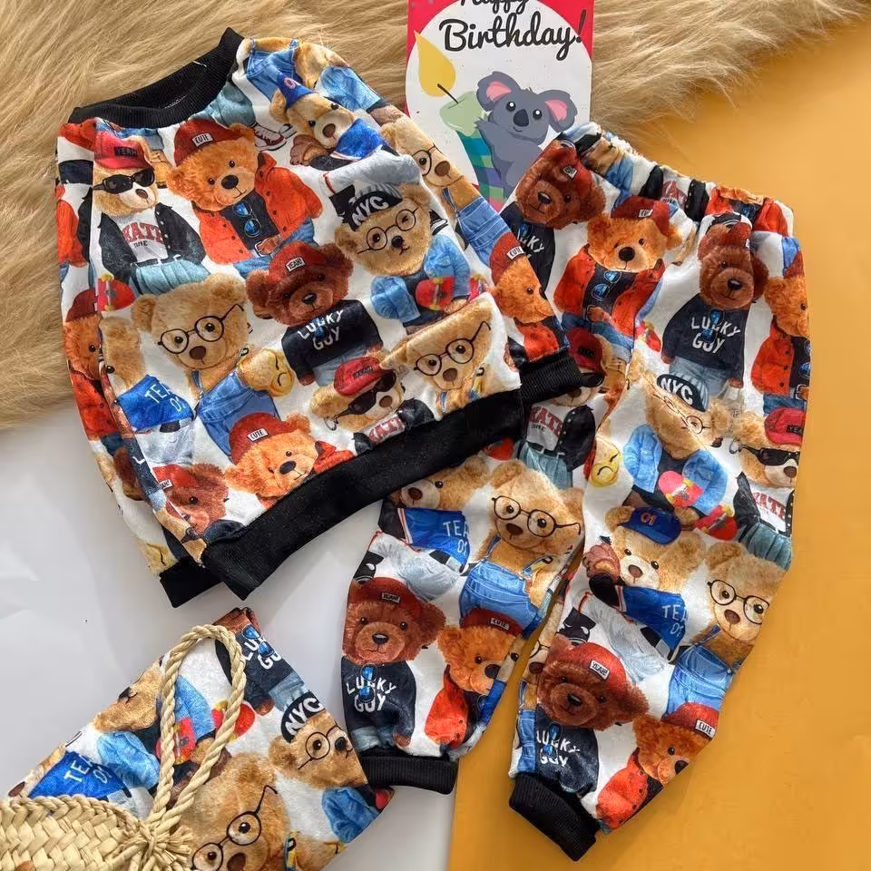 ست لباس بچگانه مخمل سایزبندی 40تا60