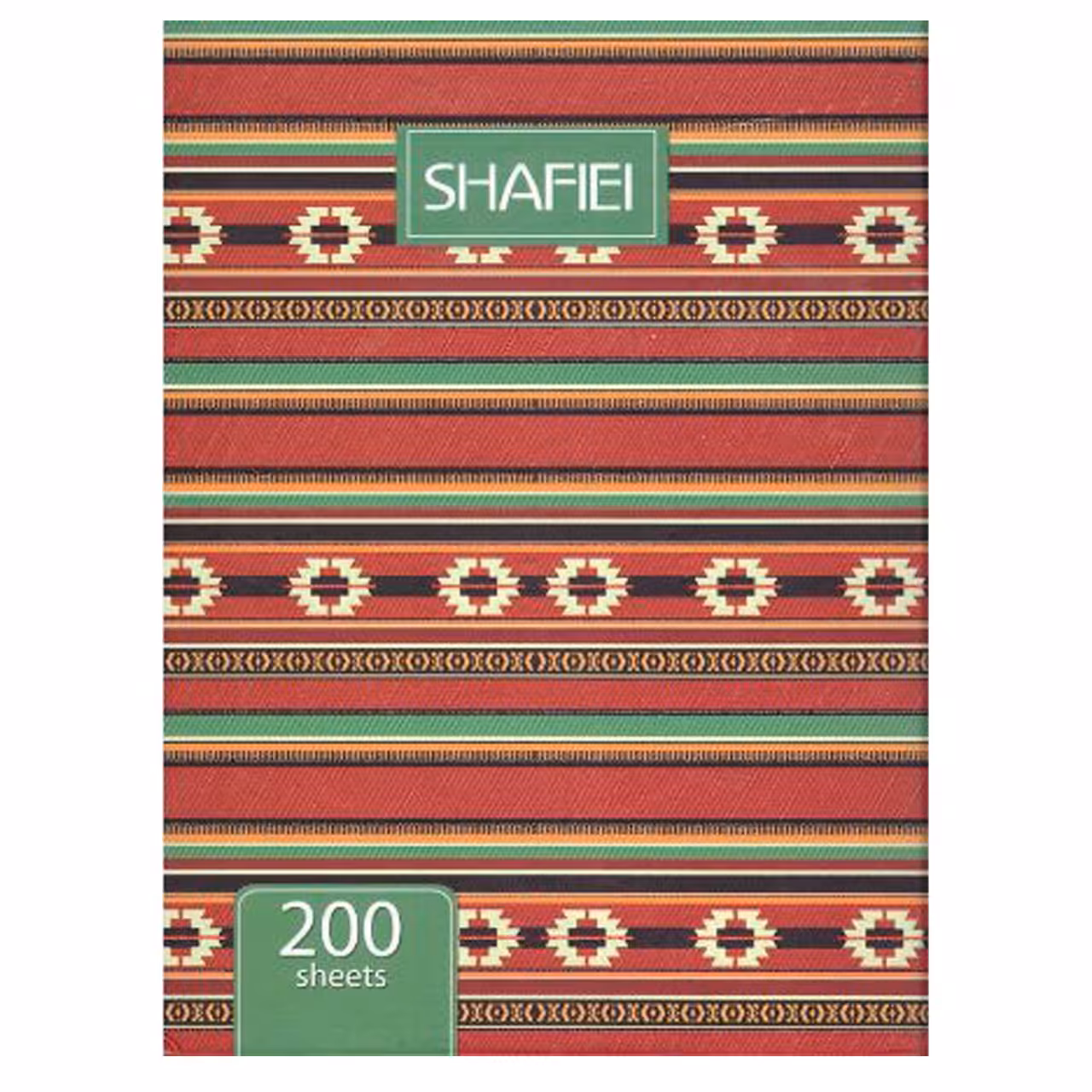 دفتر 200 برگ کلاسوری سلفون مات یووی پلاستیکی شفیعی طرح گلیم رنگی کد 60 (پس کرایه)