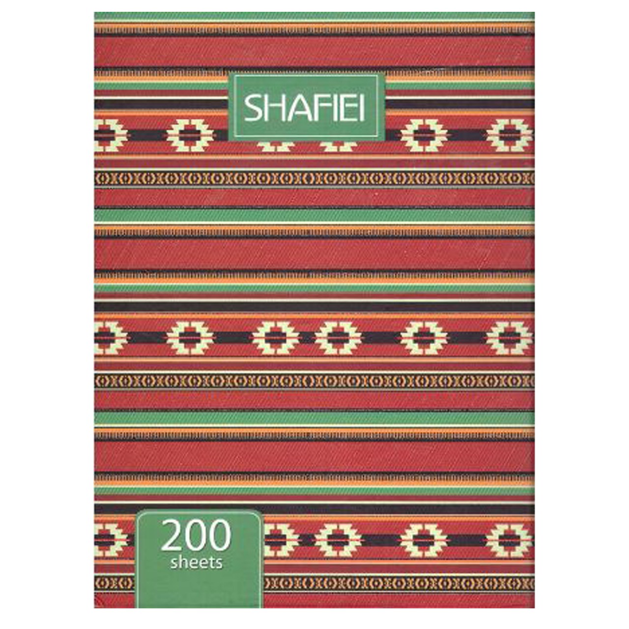 دفتر 200 برگ کلاسوری سلفون مات یووی پلاستیکی شفیعی طرح گلیم رنگی کد 60 (پس کرایه)