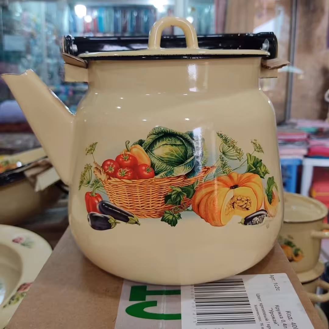 کتری لعابی 3ونیم لیتر ی طرح کدوو