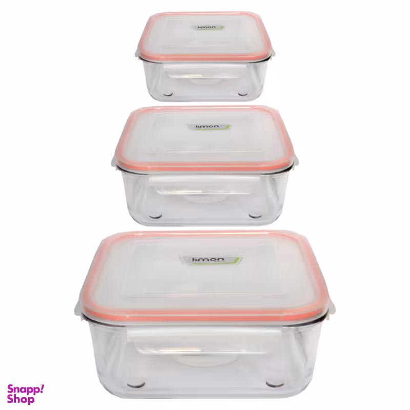 ظرف نگهدارنده لیمون مدل مربع مجموعه 3 عددی