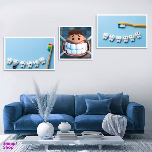 تابلو بکلیت طرح سلامت دندان و مطب دندانپزشکی مدل W-1316 مجموعه 3 عددی