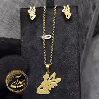 نیم ست استیل رنگ ثابت تضمینی (پلاک، زنجیر ، گوشواره) 