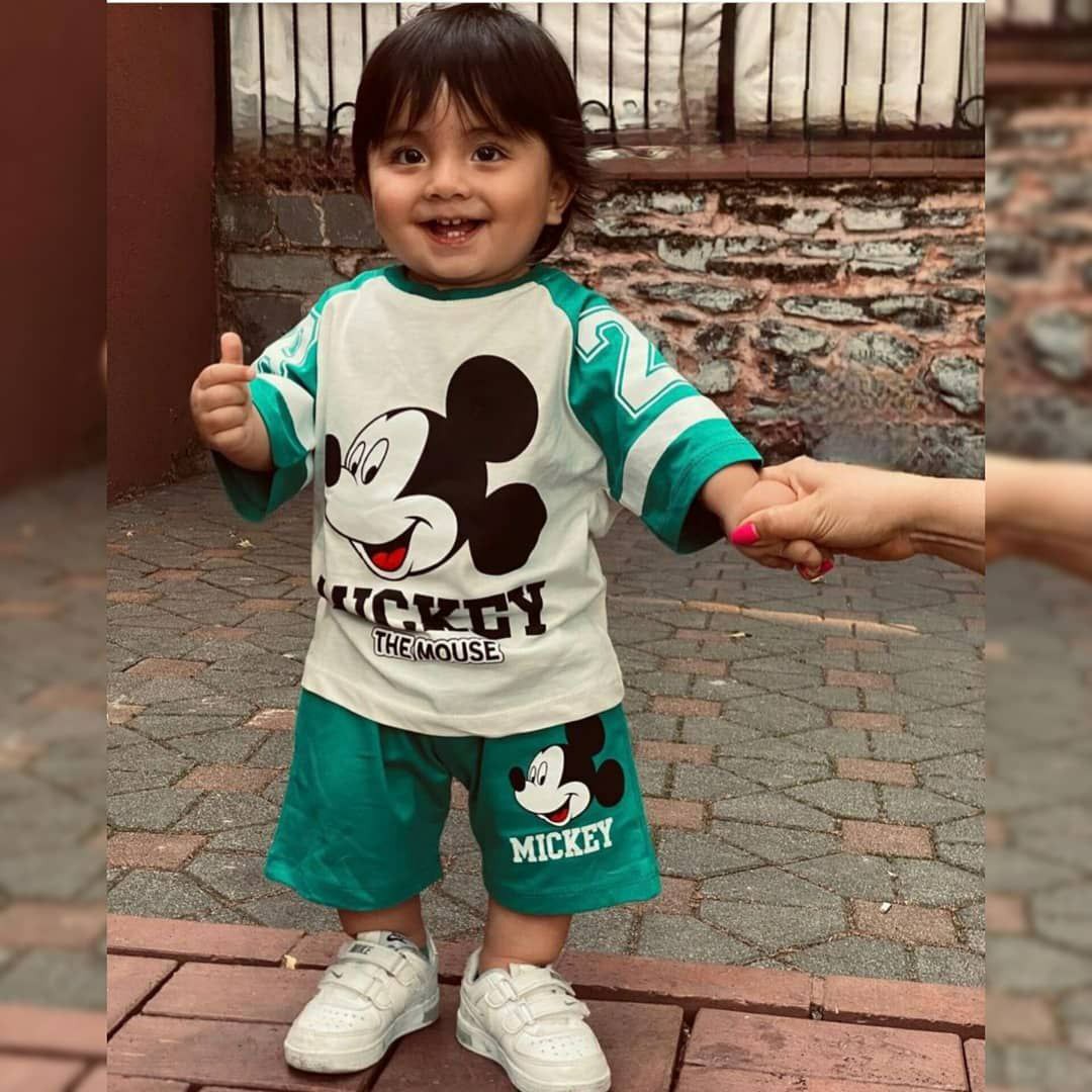 ست تیشرت و شلوارک پنبه ای و  اسپورت بچگانه طرح میکی