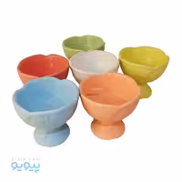 ست بستنی خوری سرامیکی رنگی مدل لاله 6 نفره