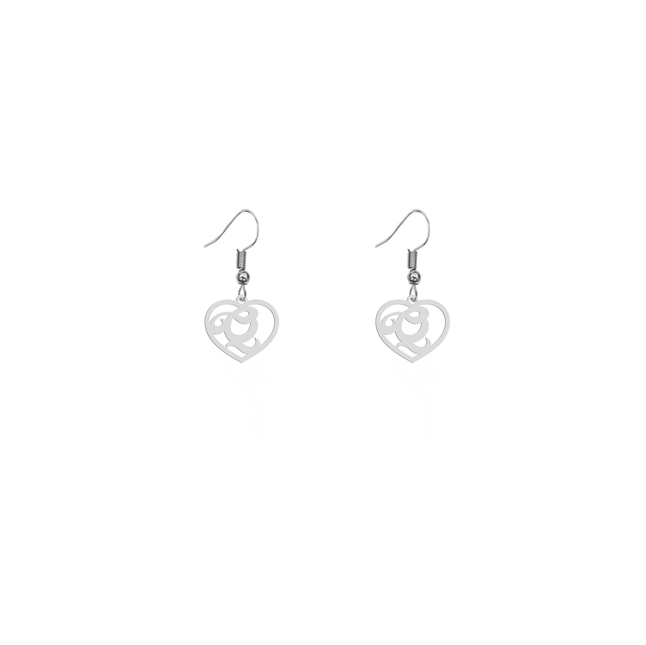 گوشواره هایکا گالری طرح قلب و حرف Q کد ha773