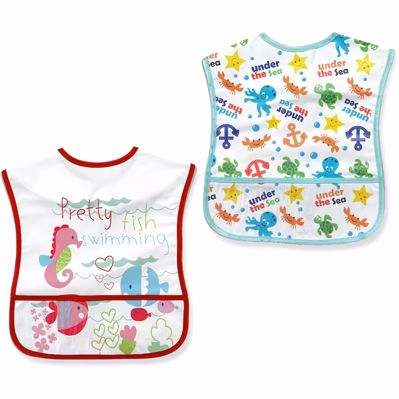 پیشبند غذاخوری پلاستیکی بچه گانه تک عددی طرح دنیای زیر آب لیون بیر Lion Bear