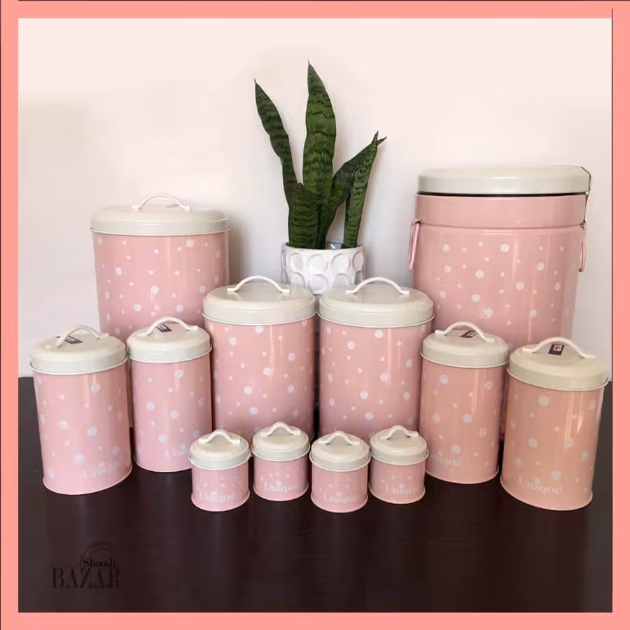 سرویس پاسماوری 4 8 صورتی خالدار سفید یونیک کد UN-9017