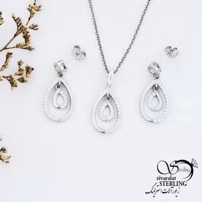 نیمست نقره آویز اشکی کد 13236