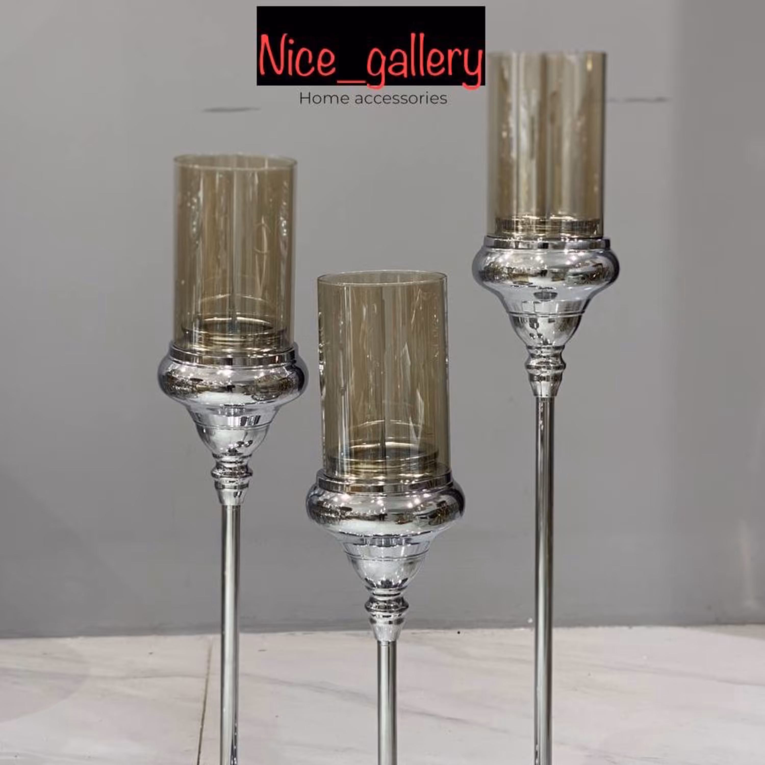 شمعدان کنار سالنی استیل وارداتی طلایی و نقره ای 