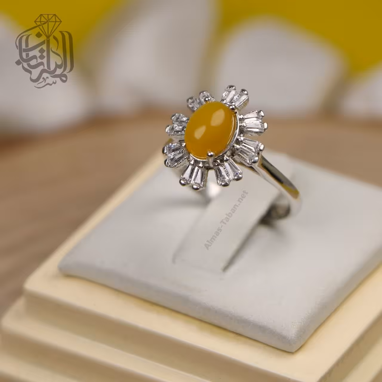 انگشتر نقره زنانه عقیق زرد منقش به دعای شرف الشمس