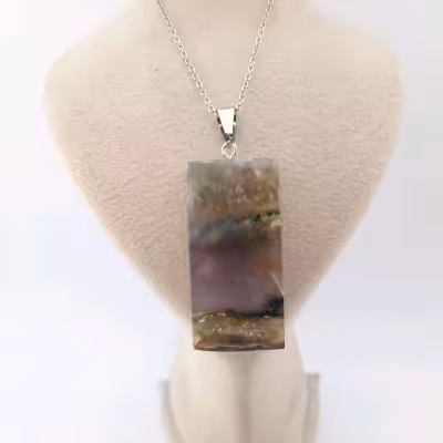 گردنبند عقیق سوسنی خزه ای شهاب555