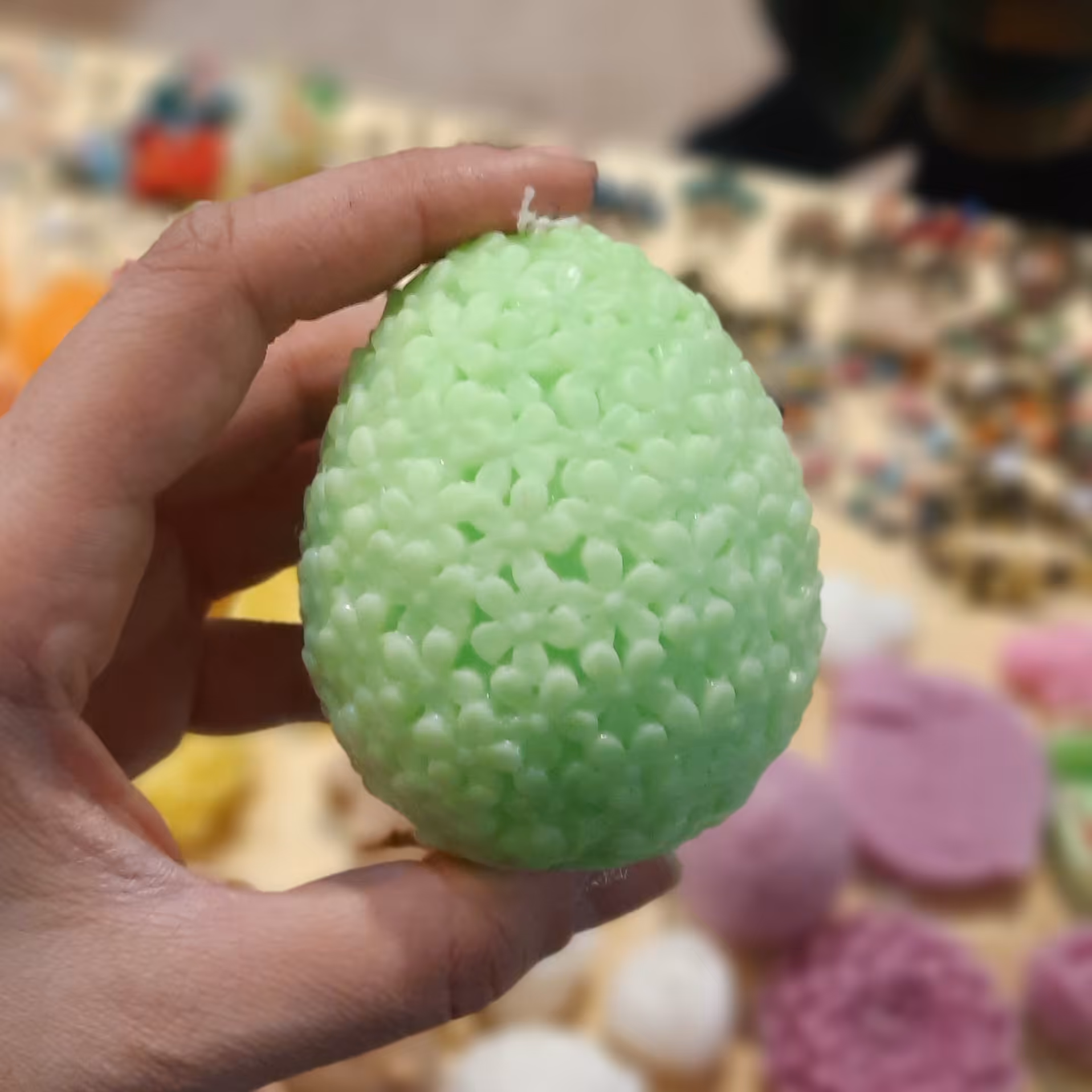 شمع تخم مرغ گلی سبز