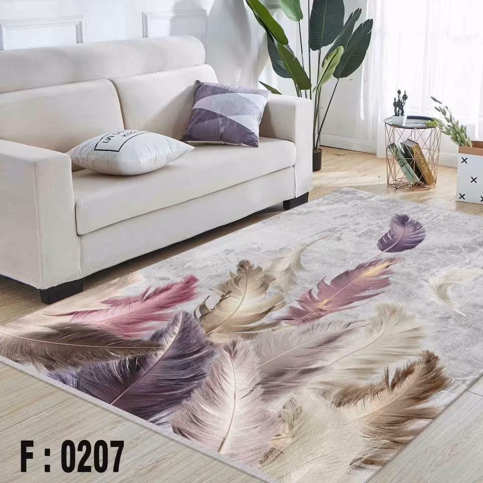 فرشینه مخمل لایکتیک سه لایه سایز 280 در 140 طرح پر رنگی کد F:0207