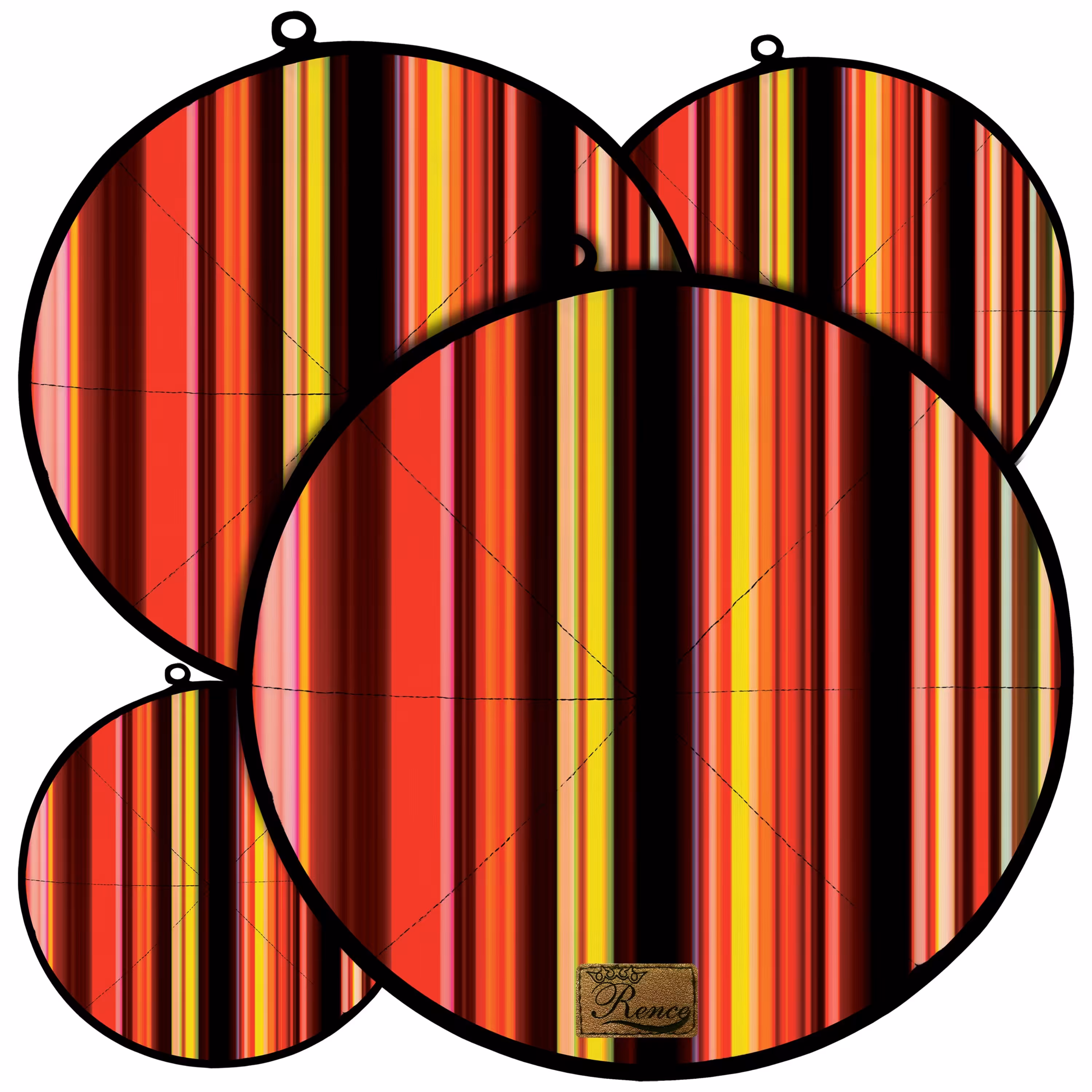 دمکنی ست چهار تکه پارچه ای مخمل دو رو چاپ طرح راه راه سایز 20، 25، 30 و 35 مدل B21-86 شرکت رنس