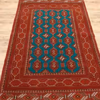 قالیچه 3 متری دستباف ترکمن اعلا، طرح بازوبندی، ارسال رایگان،پشم