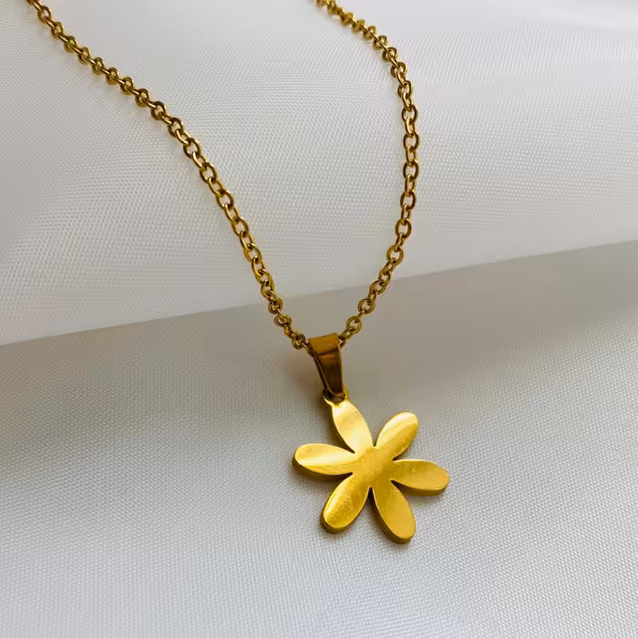 نیمست استیل گل نیلوفر طلایی استیل ضد حساسیت با زنجیر گردنبند نیلوفر