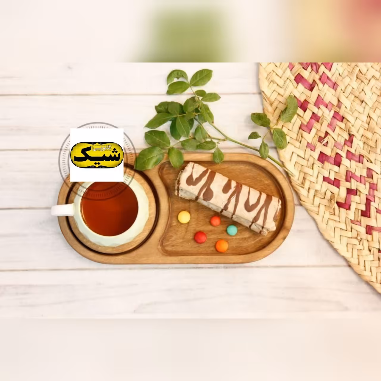 ظرف سرو چوبی تک نفره 2 تیکه 