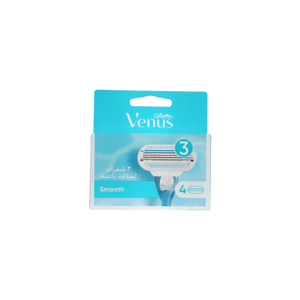 یدک خودتراش ژیلت ونوس 3 لب مدل Smooth تعداد 4 عددی - فروشگاه تخصصی محصولات پوست و مو تیراژه