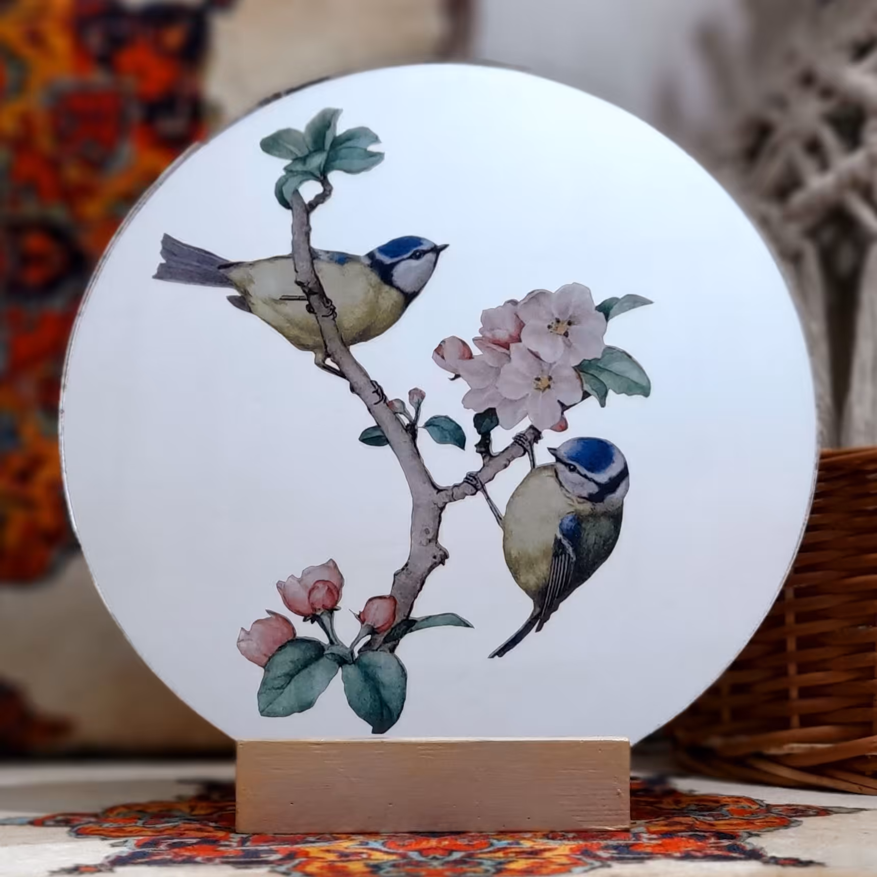 آینه آنتیک طرح گل و مرغ