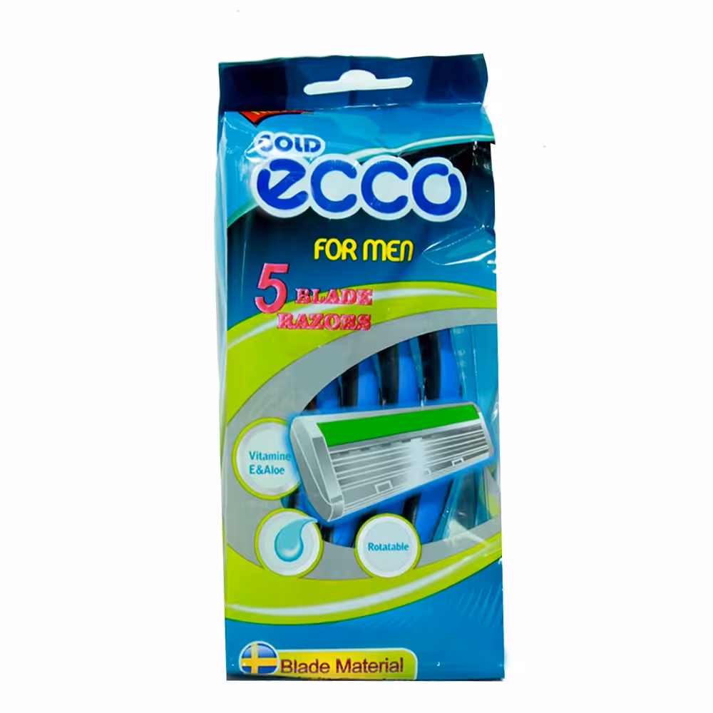 خودتراش مردانه 5 تیغ اکو مدل goldmen مجموعه 12 بسته ای ( ژیلت ) 