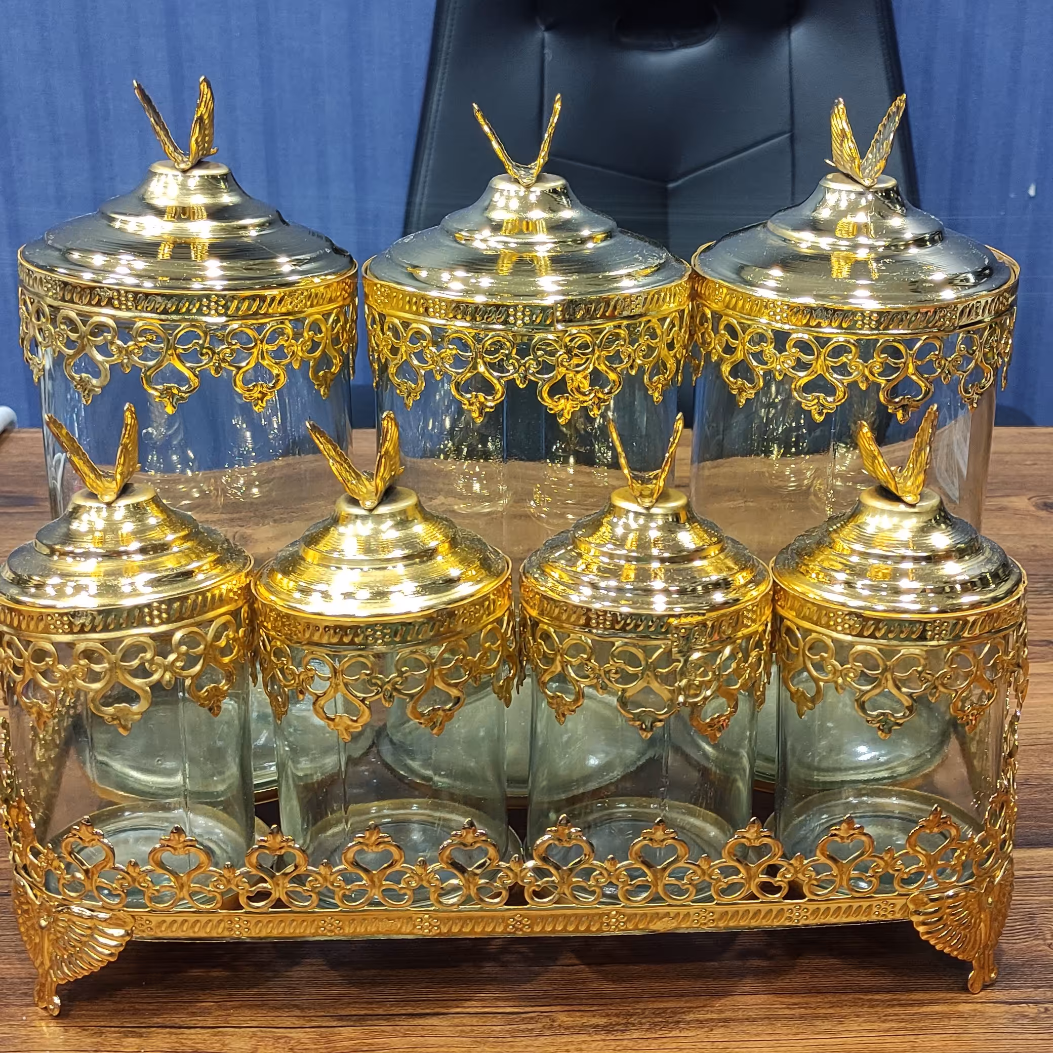 پاسماوری آبکاری شده 7 پارچه نقره ایی و طلایی