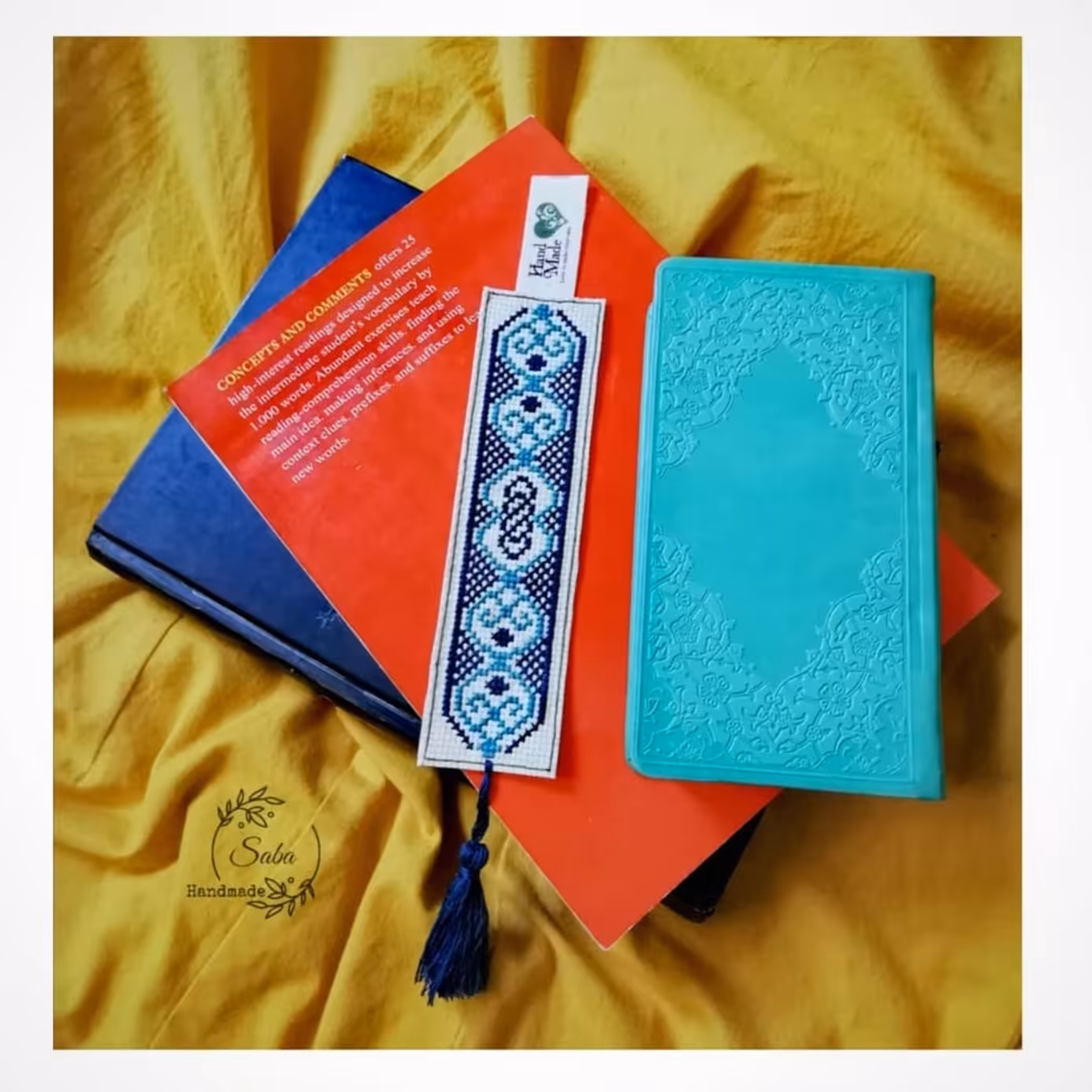  بوکمارک یا نشانک شماره دوزی شده. برای کتاب خوانها  کد 321 (طرح ژاله)