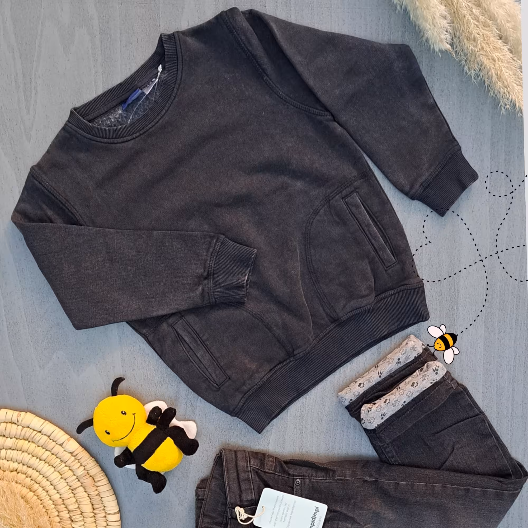 بلوز(سویشرت) پاییزه پسرانه دورس لطیف سنگ شور، داخل کرکی برند  لوپیلو