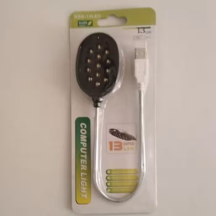 چراغ مطالعه با 13 عدد LED و پورت USB