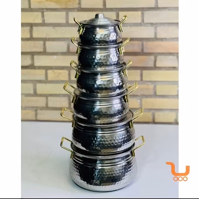 سرویس قابلمه چکشی دسته طلایی 6 تایی