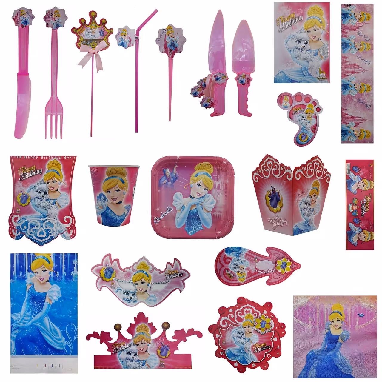 پک جشن تولد گالری زیبا باکس مدل تم  سیندرلا Cinderella سایز 150