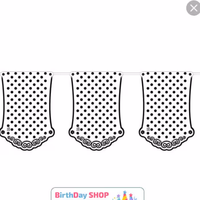 ریسه (پرچم)  تم تولد خالدار سفید مشکی 