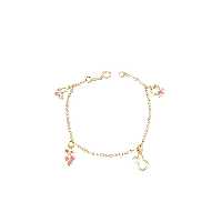دستبند طلای 18 عیار بچه گانه مینا رنگی مدل Hello kitty کد DT015