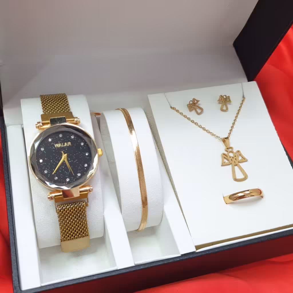 ساعت مچی  زنانه والار صفحه مشکی بند حصیری WALAR 