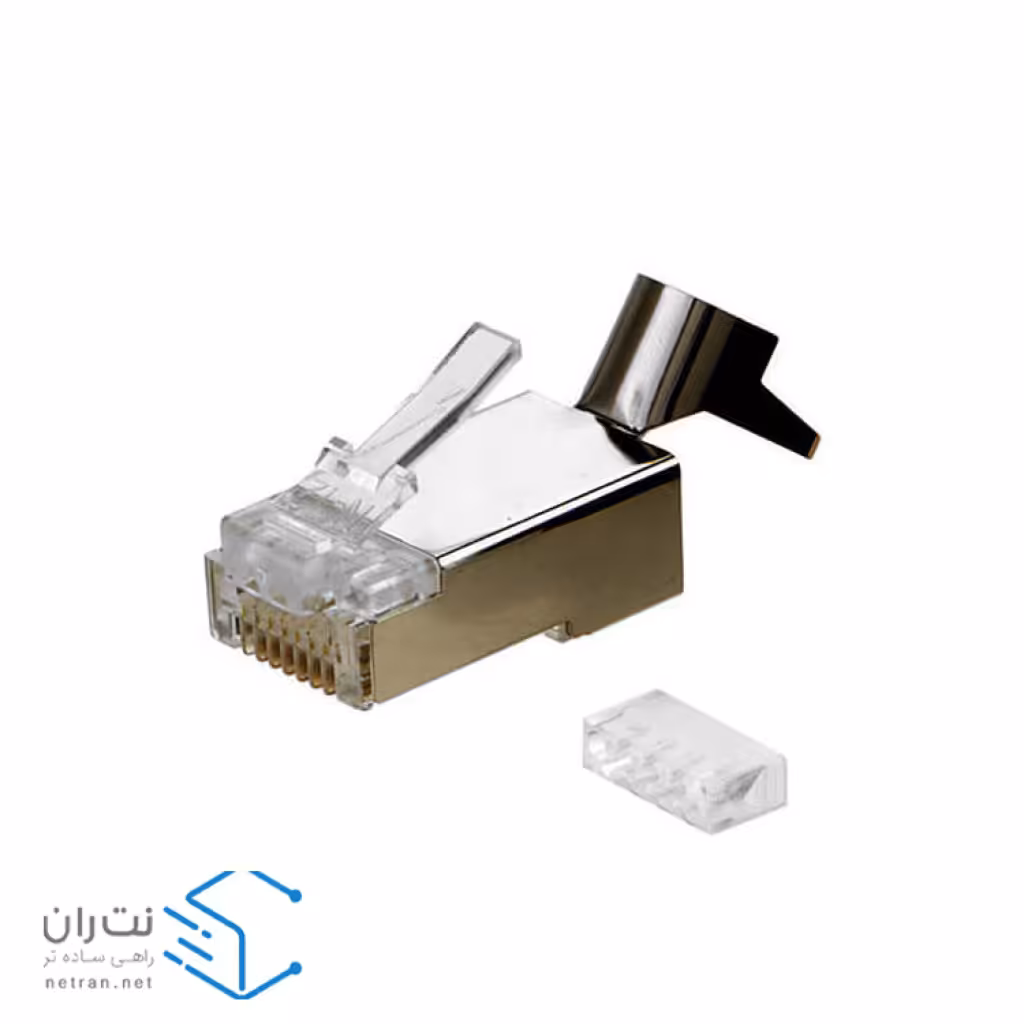 خرید سوکت شبکه امپ Cat7 SFTP شانه دار نقره ای | نت ران