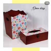 ست سطل و جادستمال  گل دار