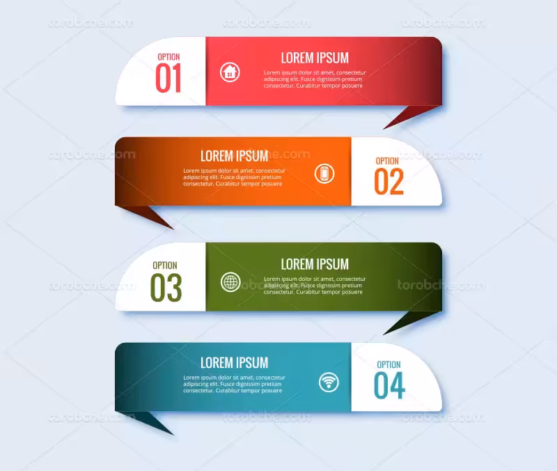 وکتور اینفوگرافیک 4 بخش رنگی | گرافیک با طعم تربچه