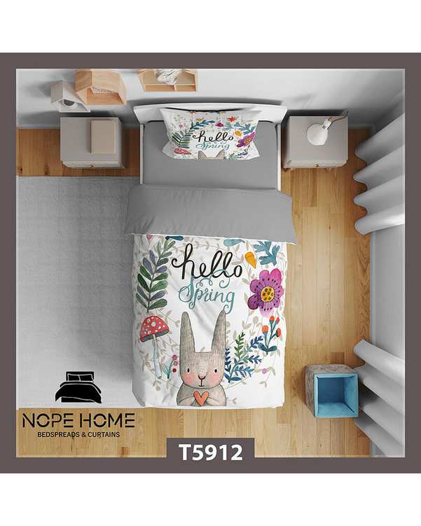 سرویس لحاف روتختی کودک یک نفره 5 تکه نوپه هوم Nopehome طرح خرگوش کد T5912