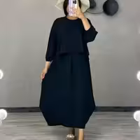 ست دو تیمه شومیز و سارافون مشکی ابروبادی