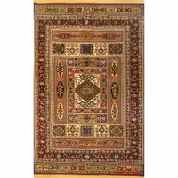 فرش دستباف خراسان گل ابریشم لاکی کد 106547