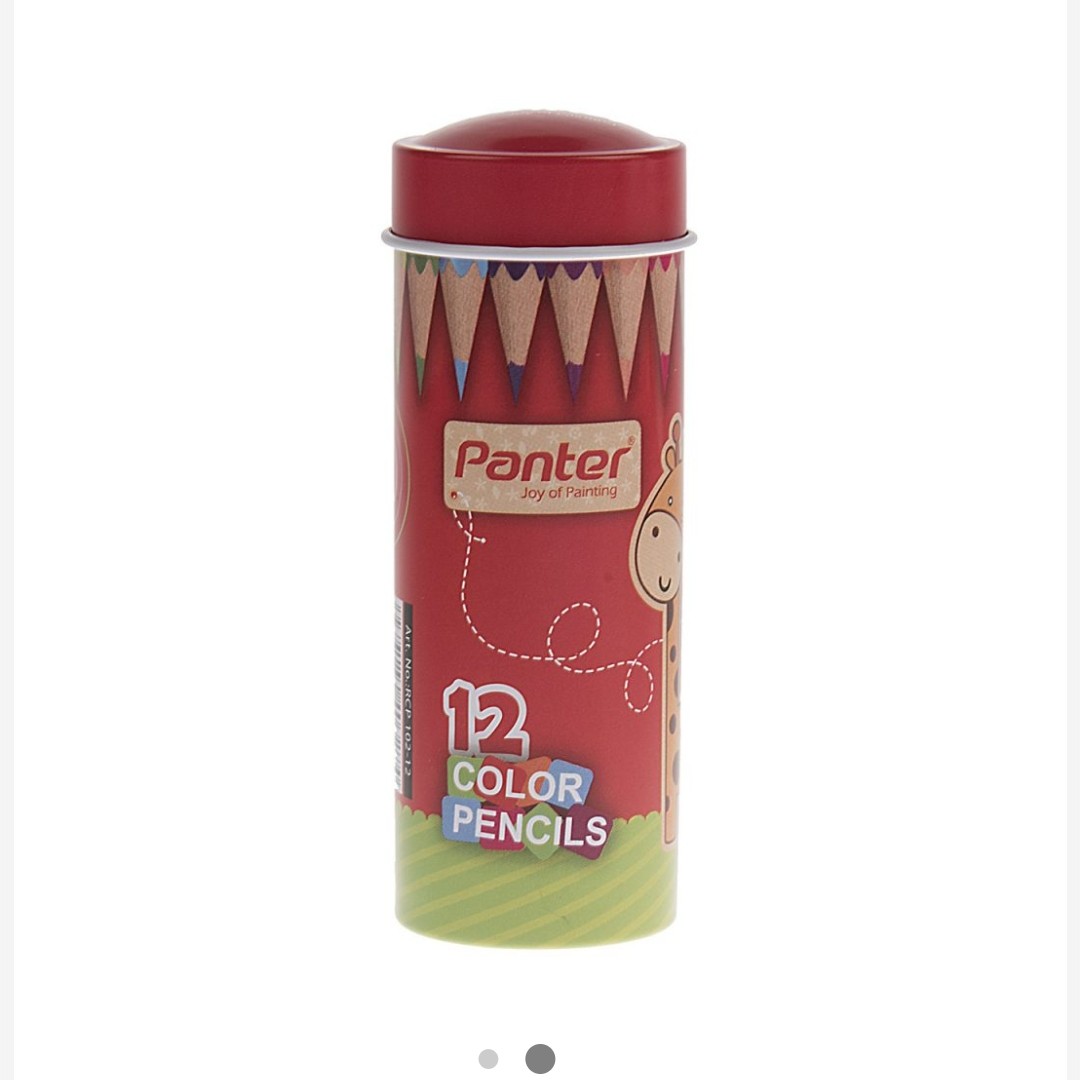 مداد رنگی 12 رنگ پنتر جعبه فلزی استوانه ای سایز کوچک
Panter
