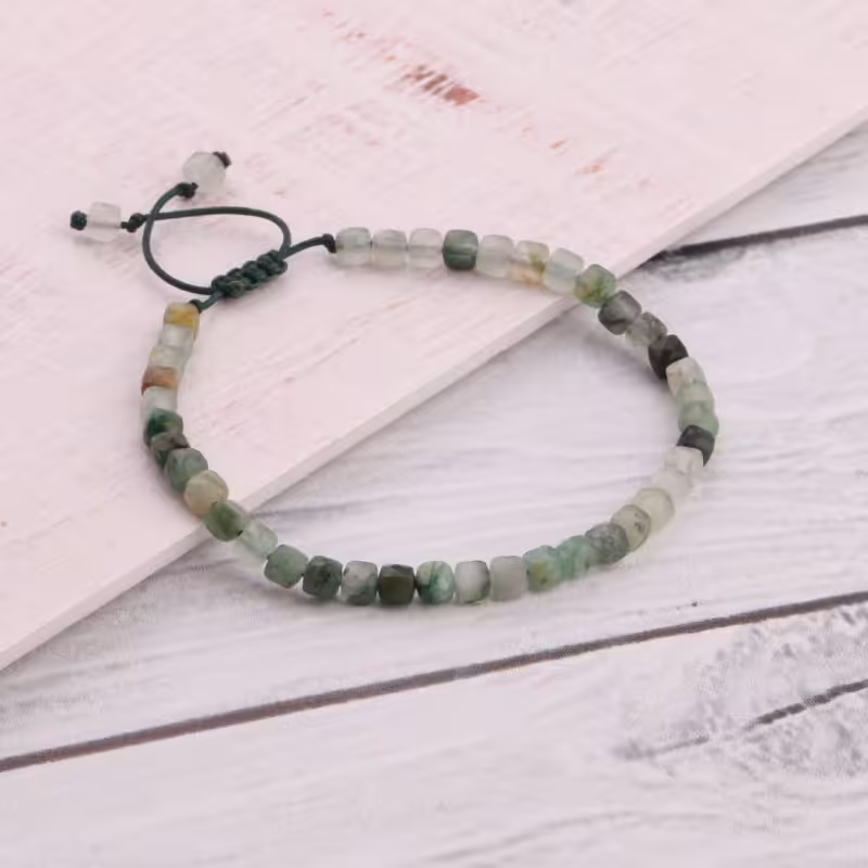 دستبند آونتورین سبز  باکسی تراش جواهری  
(سایز 4 میل )