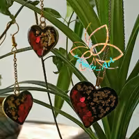 نیم ست قلبی رزینی گوشواره گردنبند