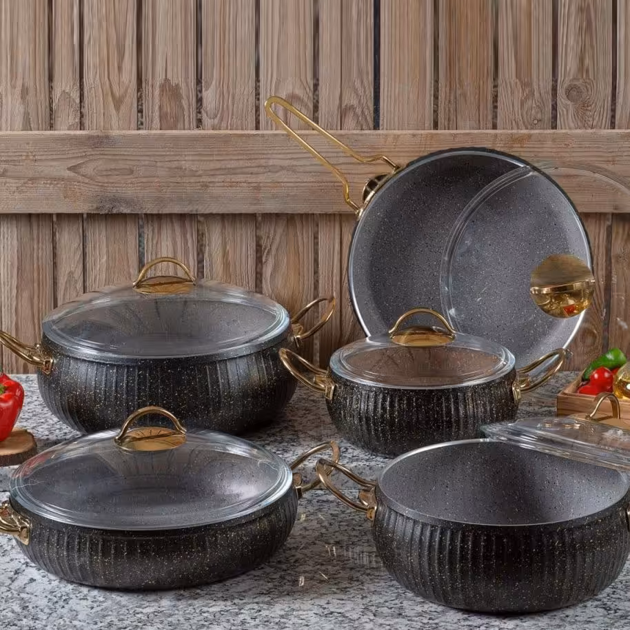 سرویس قابلمه چدن eviz 10 پارچه رنگ مشکی