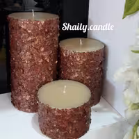 ست شمع استوانه گرانیتی رنگ برنزی