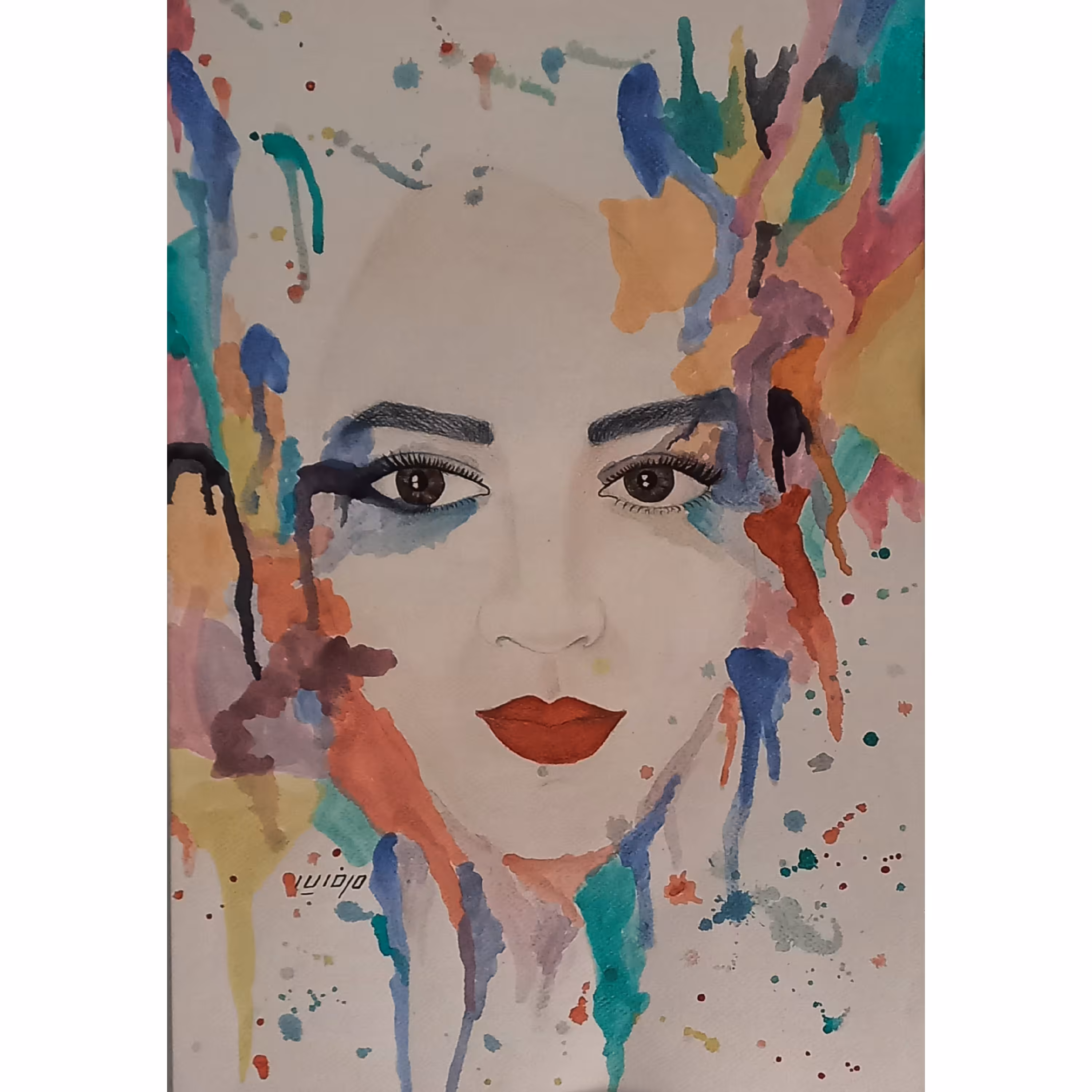 تابلو نقاشی ابرنگ و مدادرنگی 