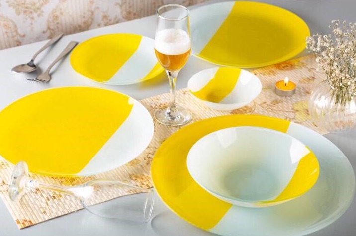 سرویس غذاخوری 25 پارچه آرکوفام طرح پرنسا زرد