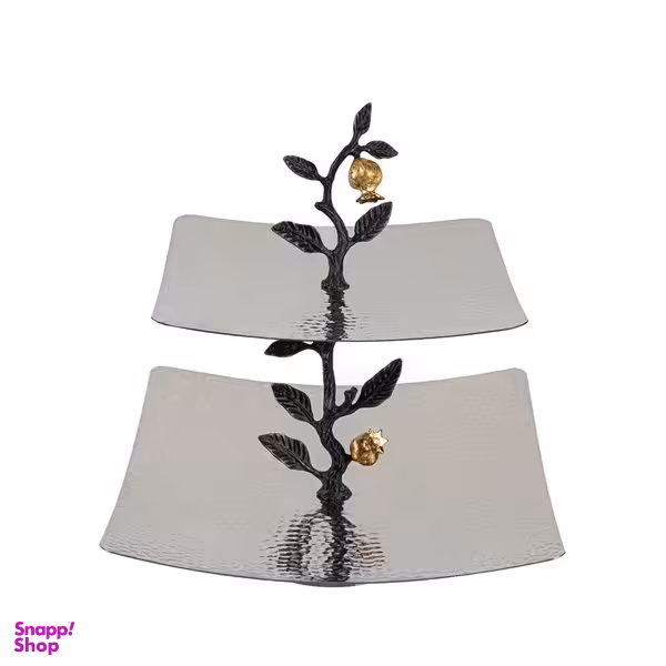 شیرینی خوری گلد کیش مدل دو طبقه طرح روبی کد GK879111-1