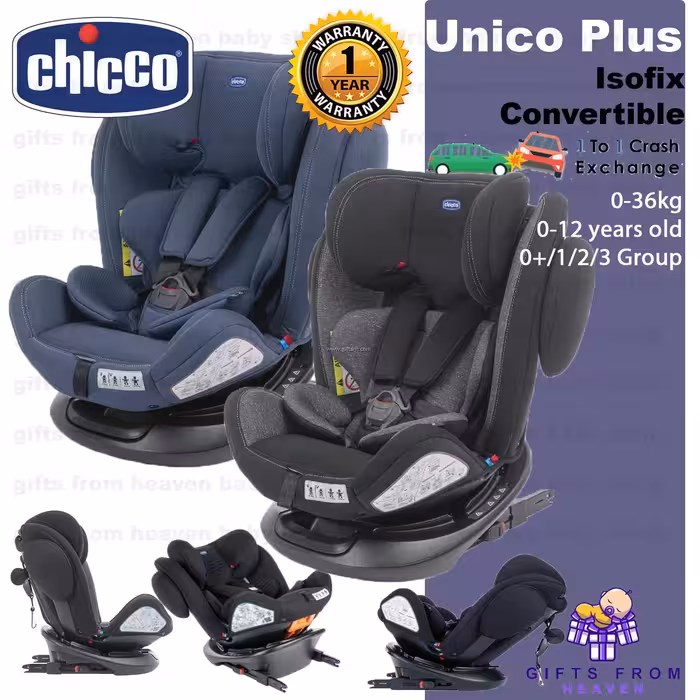 صندلی ماشین چیکو چرخشی 360 درجه نوزادی تا 12 سال ( رنگ مشکی – طوسی)  chicco unico 360 baby carseat