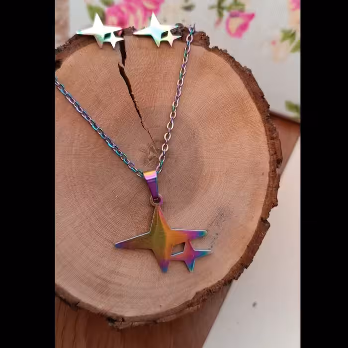 نیم ست هولوگرامی رنگ ثابت طرح ستاره (کد13)